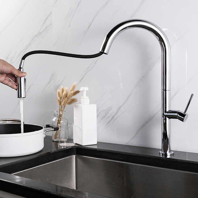 Details about   Kitchen Faucet with Pull Down Sprayer Single Handle Spring black Mixer Taps 