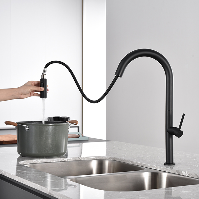 Details about   Pull Down Kitchen Sink Faucet w/Pull Out Spray Head & Soap Dispenser,Matte Black 