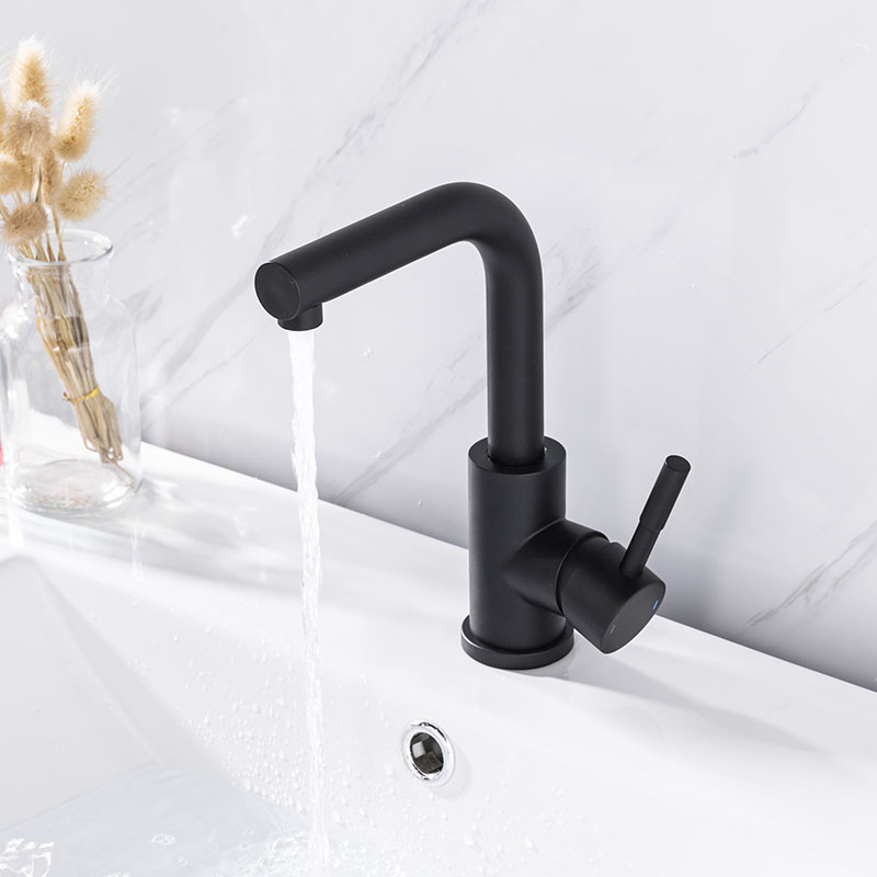 Stainless steel single handle matte black wet bar sink faucet