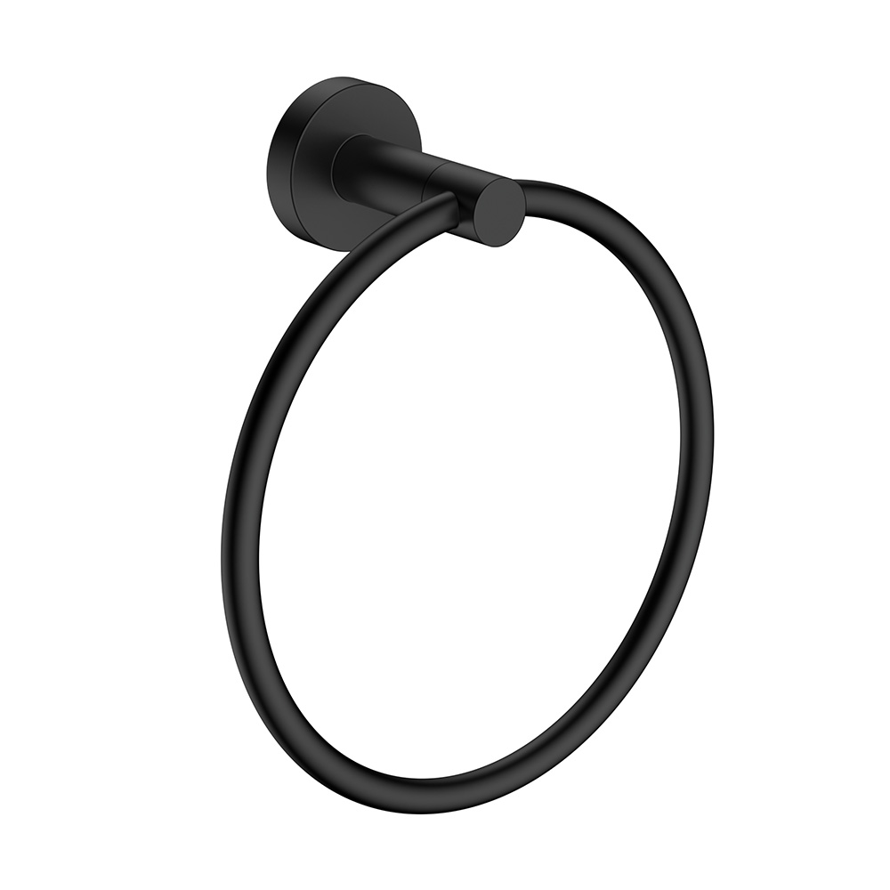 Wall mounted stainless steel matte black bathroom round hand towel ring