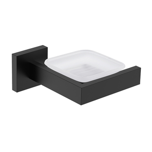 Stainless steel & glass bathroom wall mounted black soap dish