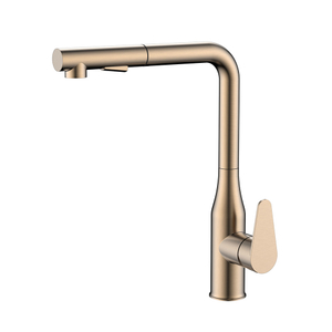 Rose gold stainless steel kitchen mixer with pull out spray