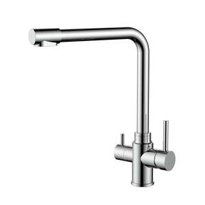 Stainless steel chrome kitchen faucet with drinking water dispenser
