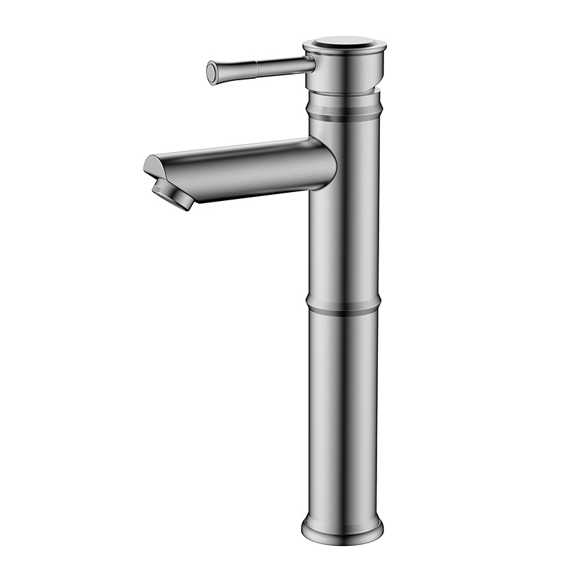 Stainless steel bamboo style satin vessel washbasin faucet