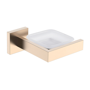 Stainless steel & glass bathroom wall mounted rose gold soap dish