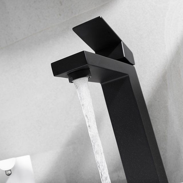 Matte black stainless steel vessel sink faucet