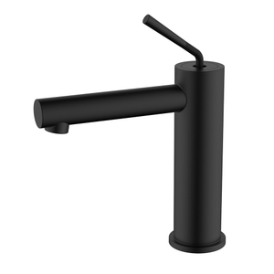 Stainless steel single lever matte black bathroom faucet