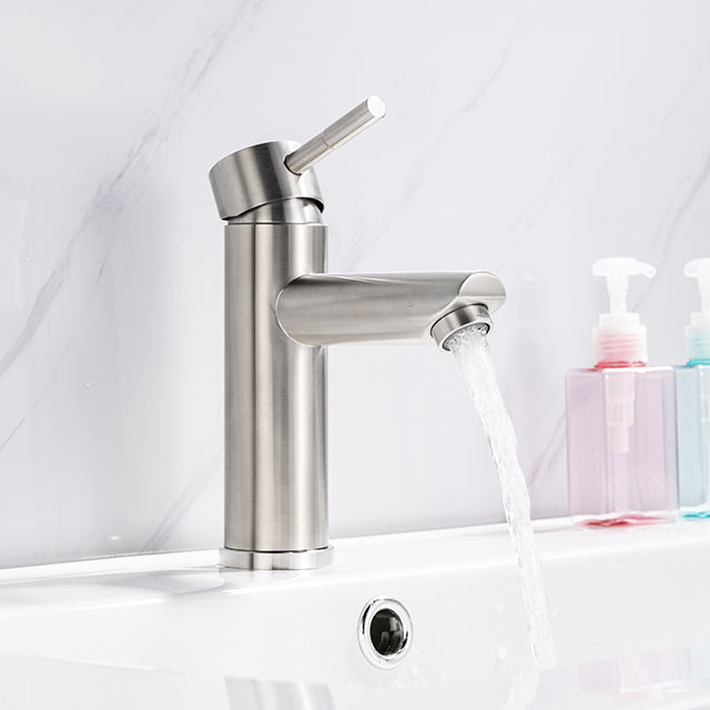 Stainless steel bathroom basin mixer