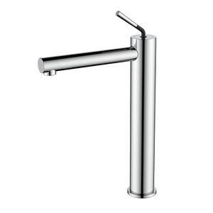 Stainless steel single lever chrome vessel basin faucet