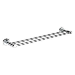 Wall mounted polished chrome double towel holder for bathroom