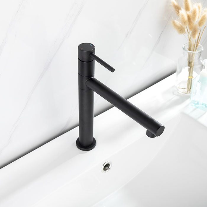 Matte black stainless steel swivel vessel sink faucet
