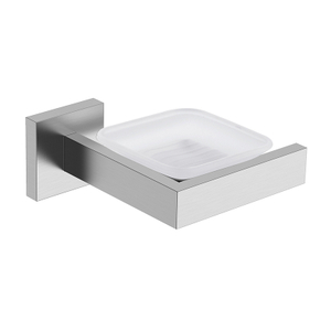 Stainless steel & glass bathroom wall mounted satin soap dish