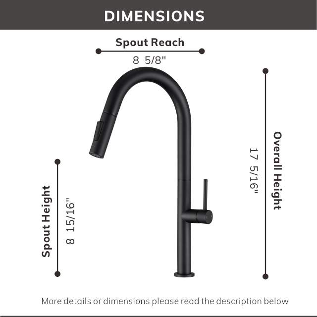 Details about   Pull Down Kitchen Sink Faucet with Sprayer and Soap Dispenser Black Stainless 