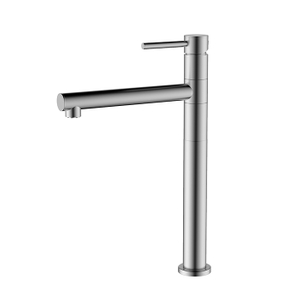 Brushed stainless steel swivel vessel sink faucet