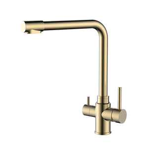 Stainless steel brushed gold black kitchen faucet with drinking water dispenser