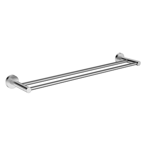 Wall mounted brushed steel double towel holder for bathroom