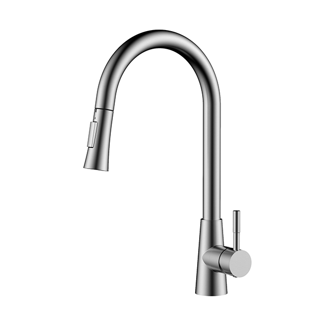 Brushed Stainless Steel Pull Out Kitchen Tap