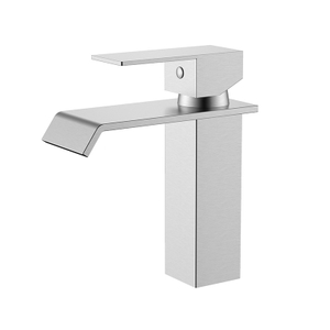 Single hole satin mono square waterfall wash basin mixer tap