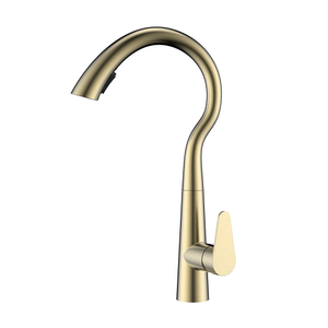 Gooseneck brushed gold stainless steel sink mixer for kitchen