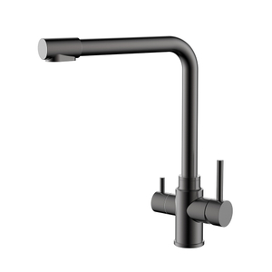 Stainless steel gunmetal black kitchen faucet with drinking water dispenser
