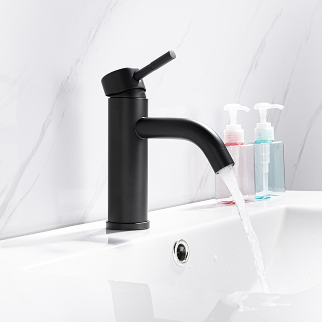 Matte black stainless steel monobloc bathroom wash basin mixer tap