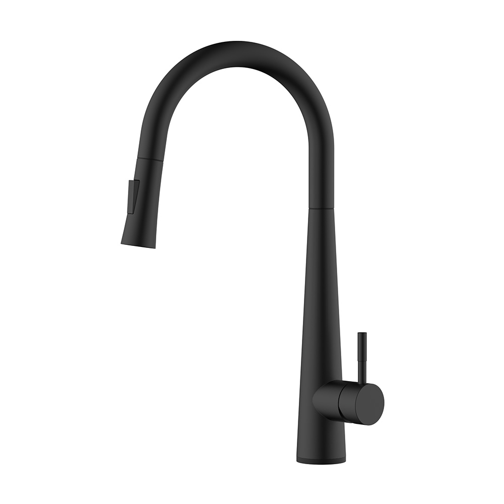 Hand touch control matte black pull down kitchen faucet with sensor
