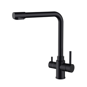 Stainless steel matte black kitchen faucet with drinking water dispenser