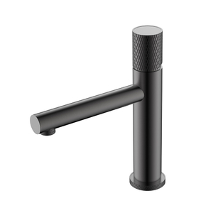 Stainless steel gunmetal round basin mixer tap with knurling handle
