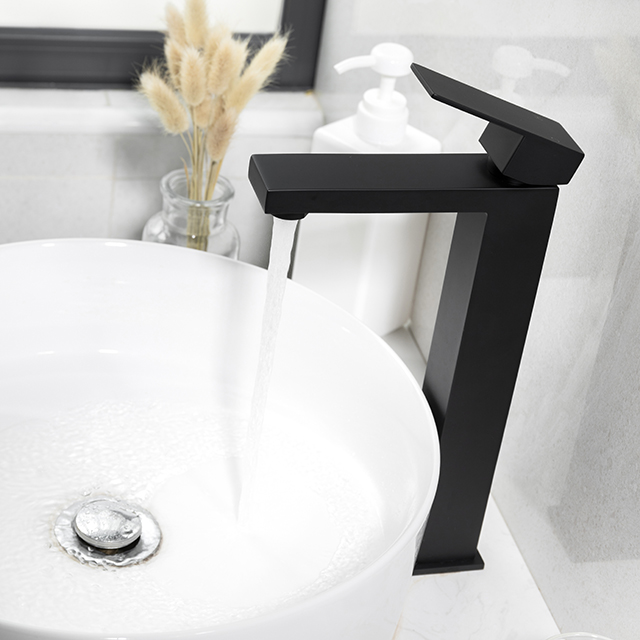 Matte black stainless steel vessel sink faucet