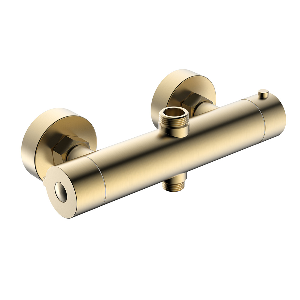 2 way brushed gold exposed thermostatic bath bar shower valve