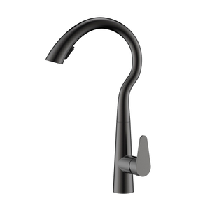 Gooseneck gunmetal stainless steel sink mixer for kitchen